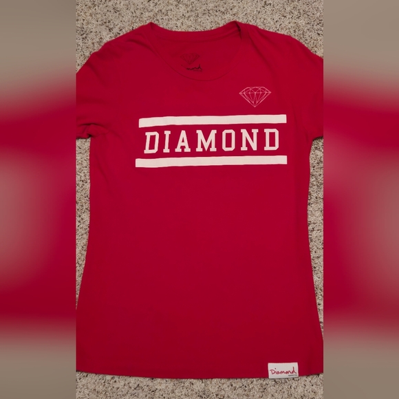 Diamond Supply Co. Tops - Diamond Supply Co Bright Red Shine Logo Tee Shirt Size Medium